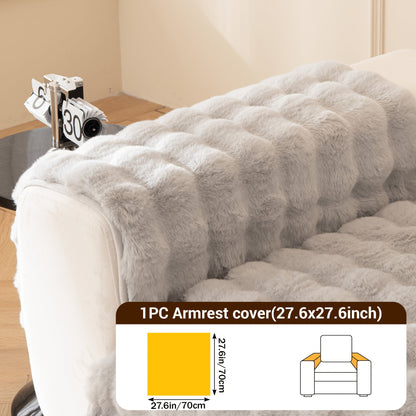 Sofa Cover Bubble Faux Rabbit Fur Panels with Silicone-Dot Backing for Seat, Armrest or Backrest