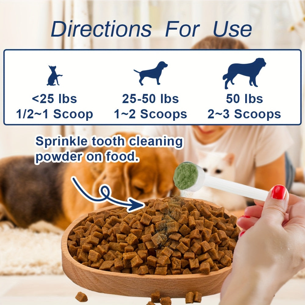 Pet Dental Powder for Dogs & Cats – Plaque Remover, Bad Breath Freshener & Tooth Cleaning Powder, No-Brush Oral Care Solution, 100g