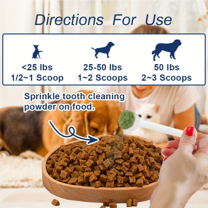Pet Dental Powder for Dogs & Cats – Plaque Remover, Bad Breath Freshener & Tooth Cleaning Powder, No-Brush Oral Care Solution, 100g