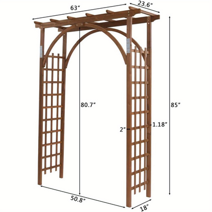 85" Brown Wooden Wedding Arch – Garden Arbor for Ceremonies, Plant Trellis, Backyard Pergola, And Christmas Decoration