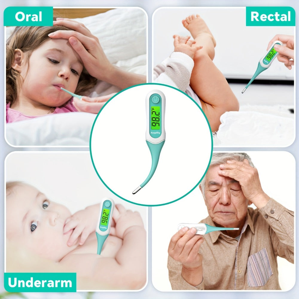 Digital Oral Thermometer for Adults & Kids, 8-Second Fast Read, Bendable Tip, 3-Color Fever Backlight