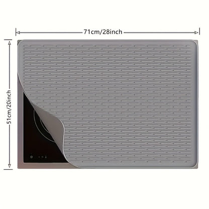 Silicone Stove Top Cover Mat, Heat-Resistant 28x20 Inch Cooktop Protector & Dish Drying Mat for Gas & Electric Stoves