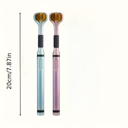 360 Toothbrush 2-Pack, Three-Head Design with & Hard Nylon Bristles, 360° Cleaning, Tongue Coating Removal