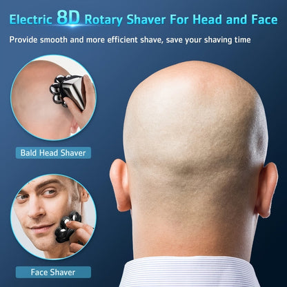 Bald Head Shaver for Men 5-in-1 8D Electric Razor – Multi-Directional Floating Blades with Beard Grooming Kit