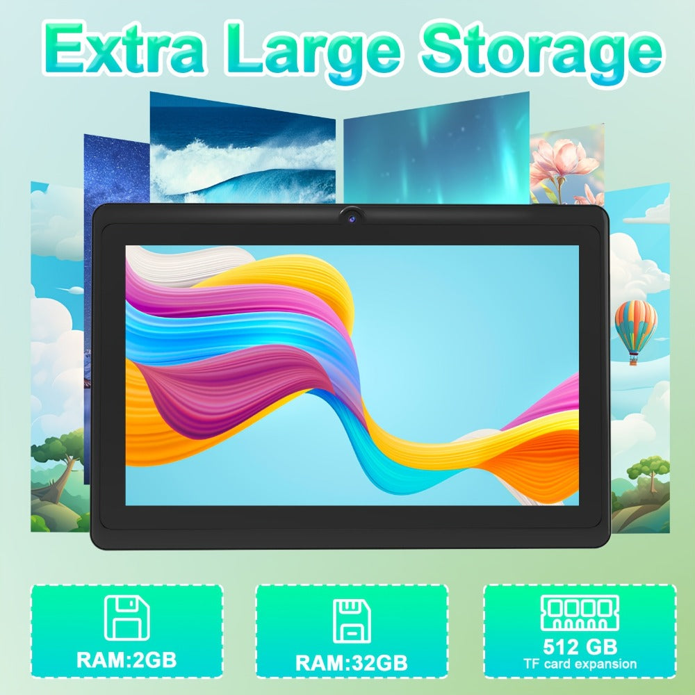 Android Tablet 7-Inch PEICHENG with Android 14, A133 Quad-Core CPU and 32GB Internal Storage