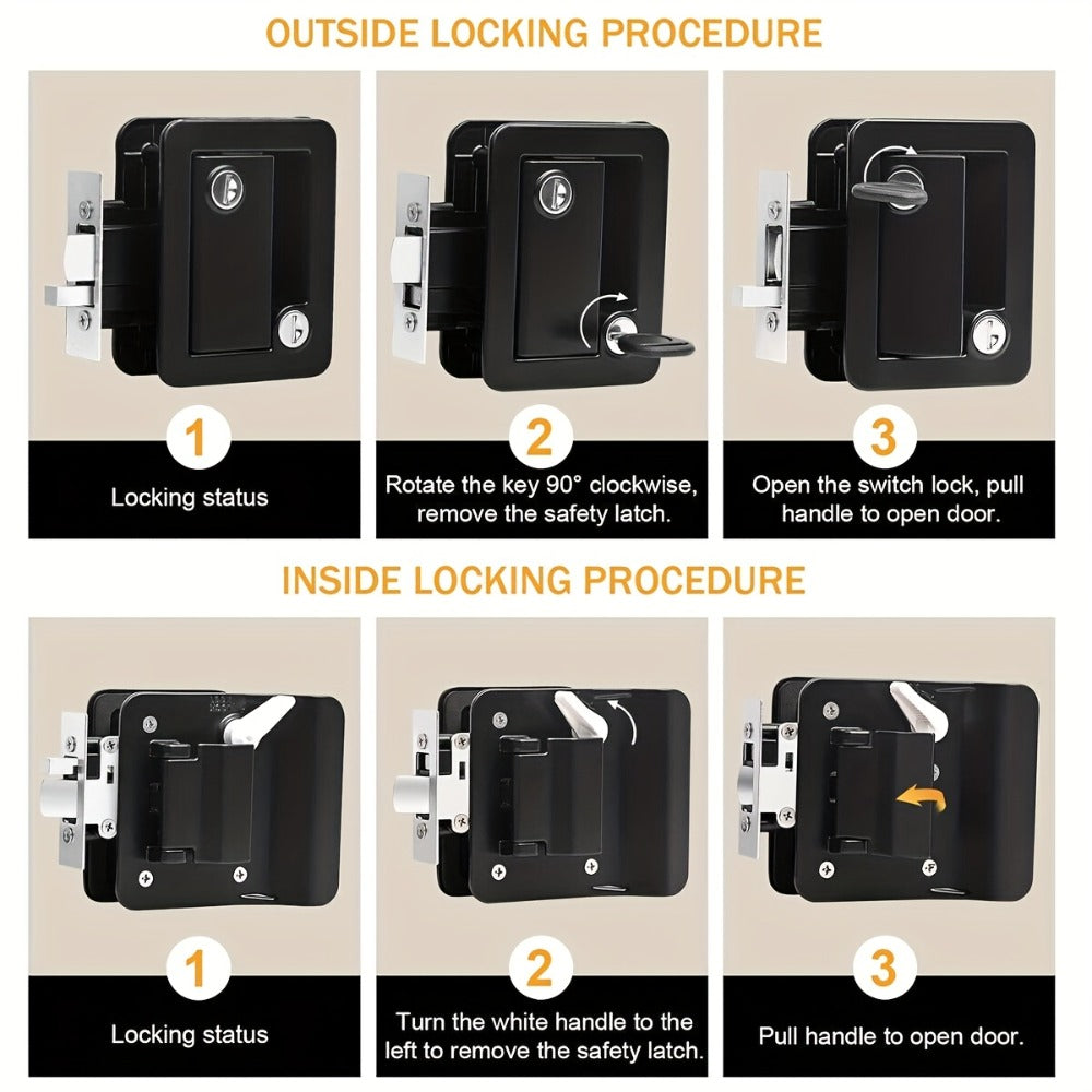 RV Door Lock Replacement – Travel Trailer Entry Door Lock with Deadbolt, Fits 2-3/4" x 3-3/4" Hole, 1-1/4" to 1-1/2" Door Thickness