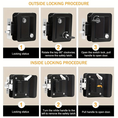 RV Door Lock Replacement – Travel Trailer Entry Door Lock with Deadbolt, Fits 2-3/4" x 3-3/4" Hole, 1-1/4" to 1-1/2" Door Thickness