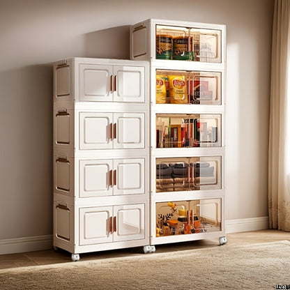 Stackable Plastic Storage Box with Flip Lid, Large Multifunctional Rectangular Organizer for Home & Office