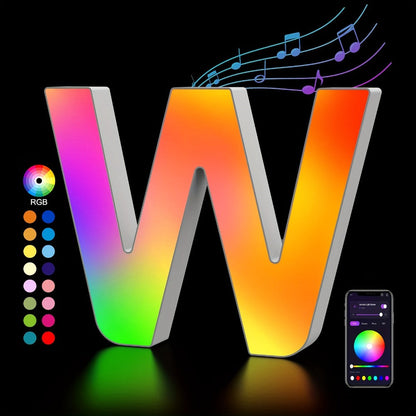 LED Letter Lights Music Sync – Colorful Flashing Marquee Alphabet Lights for Room Decor, Party, Bedroom, Festival & Camping
