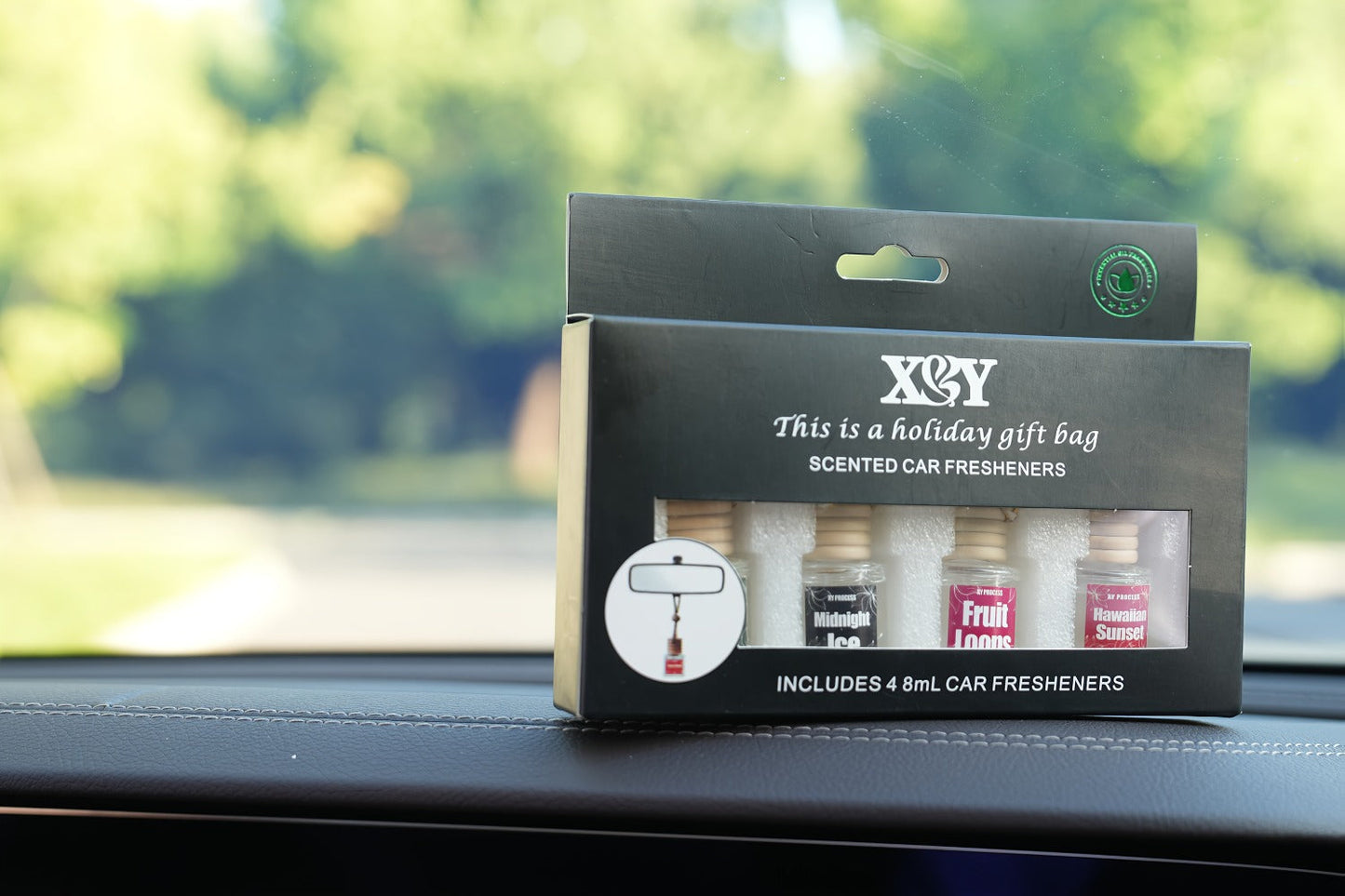 Car Air Freshener X&Y Four-Bottle Hanging Diffuser Gift Set with Eight available Style and Collection Options