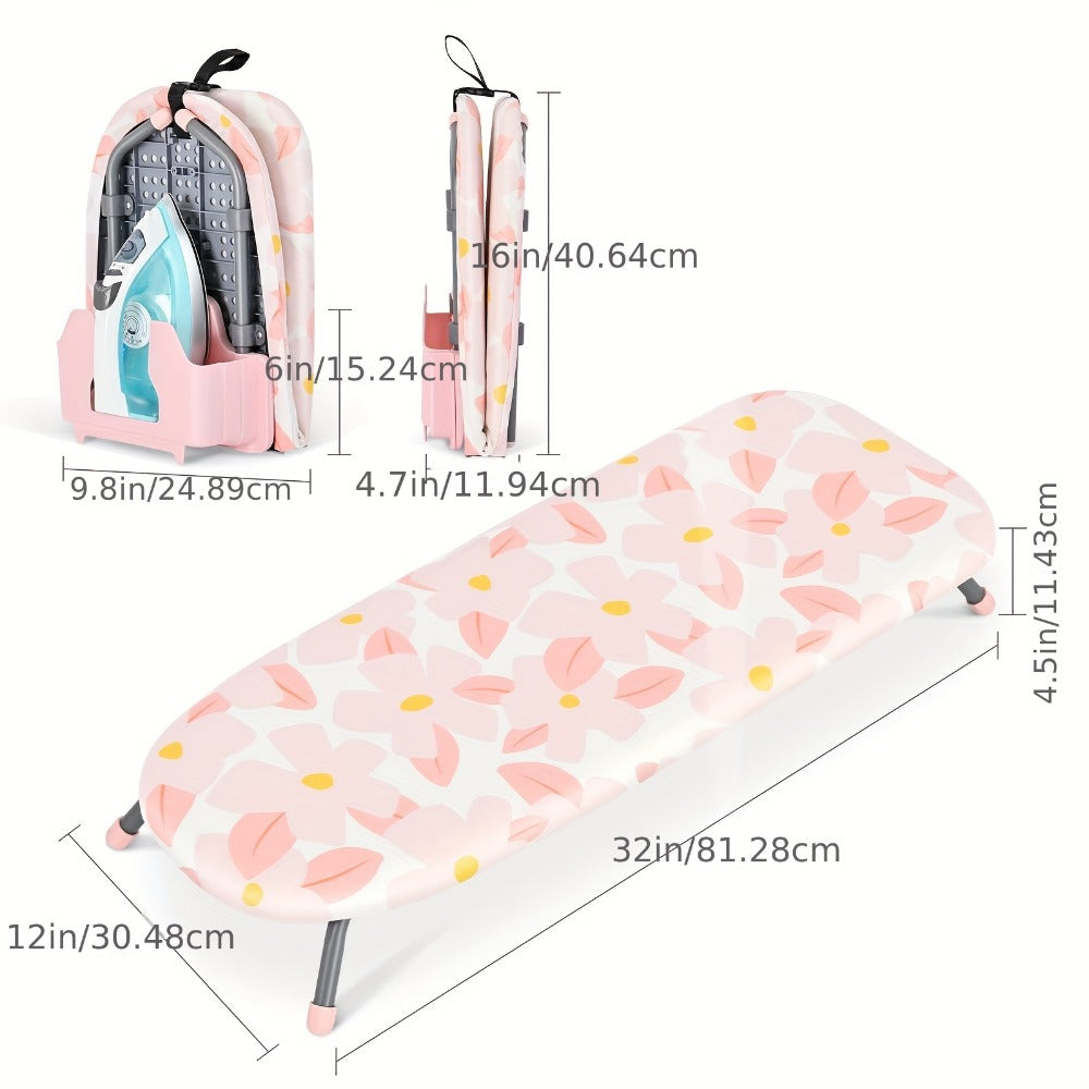Tabletop Ironing Board with Iron Holder - Compact Portable Mini Ironing Board with Feet, Heat Resistant Cover