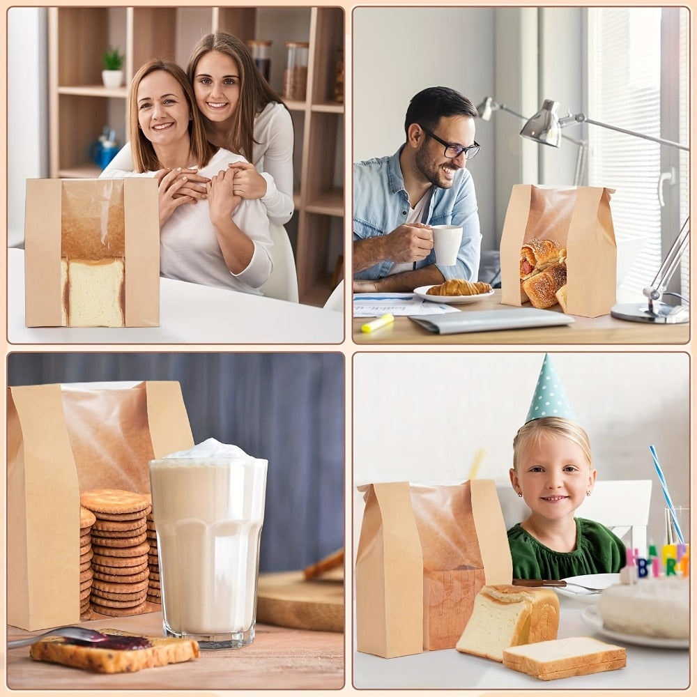 Bread Bags 100pcs Paper with Window 50% Thicker 13.7x8.2x3.7in Sourdough Homemade Bread for Entryways, Bedrooms and Living Spaces