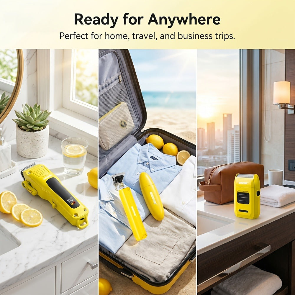 Hair Clippers & Trimmers WEEME Four-Piece Set with Clipper, T-Blade, Foil Shaver, Nose Trimmer and Two Colors