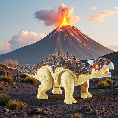 Walking Dinosaur Toy with Sound & Light, Realistic Triceratops & Dragon Dinosaur Figures for Kids