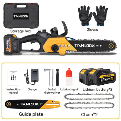 12-Inch Cordless Electric Chainsaw Kit in Five Colors with One- or Two-Battery and Two- or Three-Chain Options