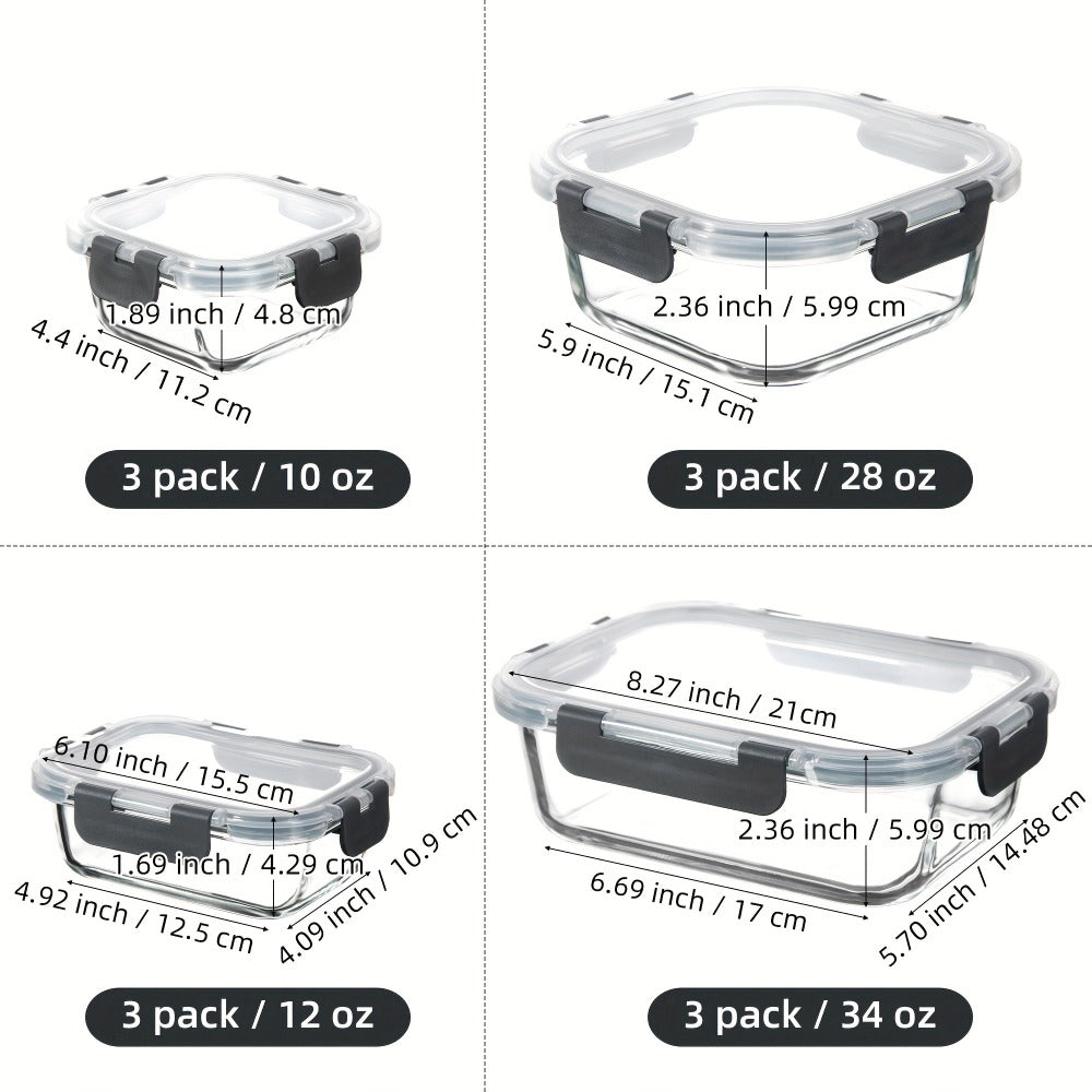 Glass Food Storage Containers with Airtight Lids – Borosilicate Glass Meal Prep Containers Set, Microwave Dishwasher Freezer Safe