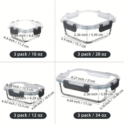 Glass Food Storage Containers with Airtight Lids – Borosilicate Glass Meal Prep Containers Set, Microwave Dishwasher Freezer Safe