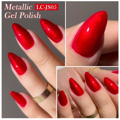 Glitter Gel Nail Polish Set 6pcs Metallic Sparkle – Liquid Glitter Soak-Off Gel in Red & Purple, LED Curable High-Shine Nail Art Kit 0.24oz