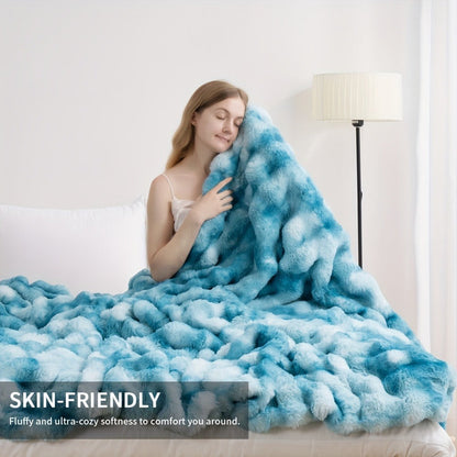 Faux Rabbit Fur Fluffy Blanket – Thick Warm Soft Plush Throw for Bed & Living Room, Luxury Furry Blanket, 8 Colors, 4 Sizes