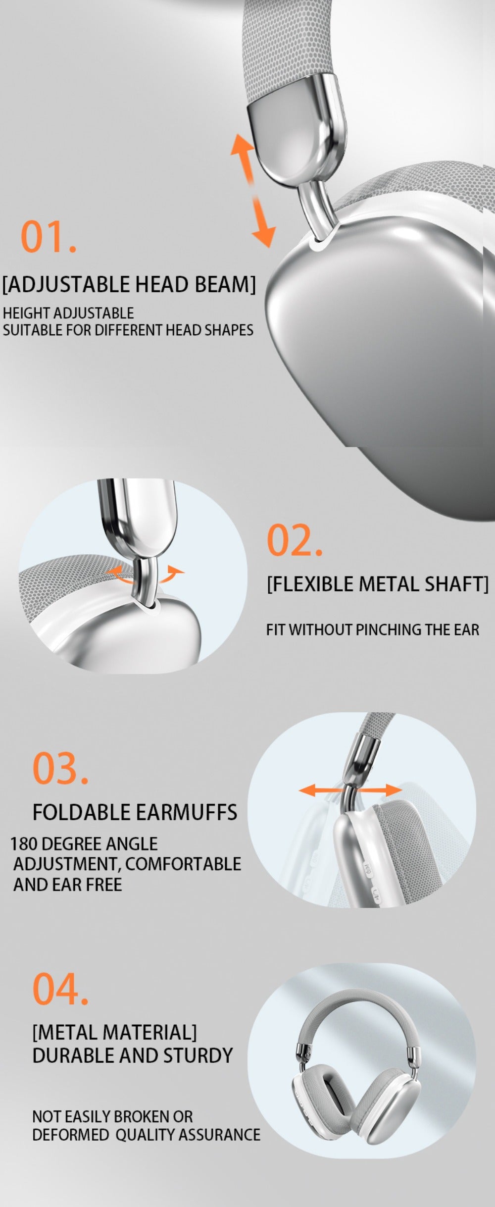 Rotatable Over-Ear Wireless Headphones Bluetooth 5.4 800mAh Large Battery Noise Reduction High for an Everyday Personal Care Routine
