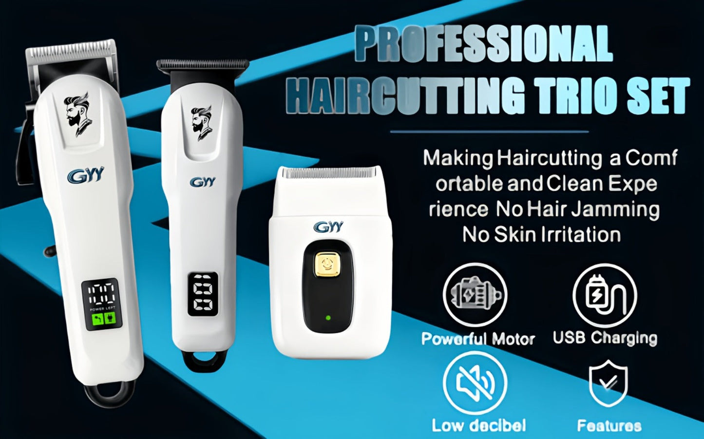 Hair Clipper Kit with Scissors for Home & Salon – Professional Stainless Steel Blade, Digital Display, USB Rechargeable Hair Cutting Set