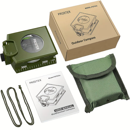 Survival Compass with Inclinometer & Carrying Bag – Sighting Compass for Camping, Hiking, Hunting, Geology & Navigation Activities (Green