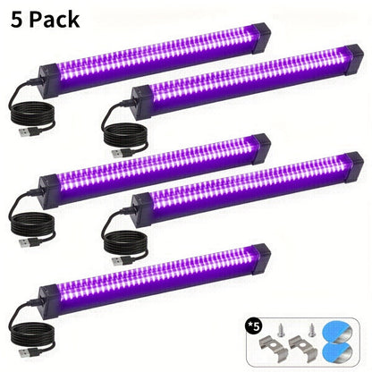 Compact USB UV Black-Light Bar Set with Pictured LED Rows, Inline Controls and 5-, 6-, 7- or 8-Pack Options
