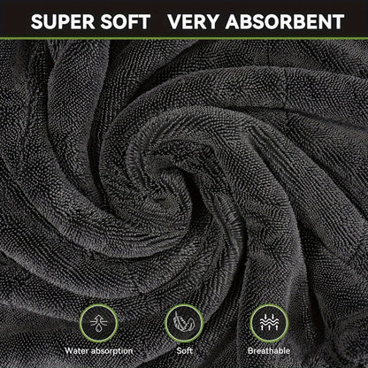 Microfiber Car Drying Towel 1300GSM – Edgeless Streak-Free Quick-Dry Detailing Towel, High Absorbency, XL Size 24x16" & 24x36" for Car