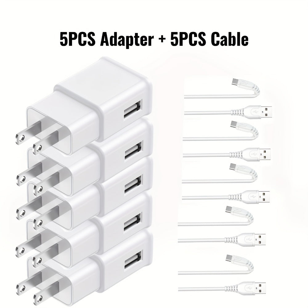 USB Wall Charger Compatible with Samsung Galaxy S25 S24 S23 S22 S21 S20 S10 S9 S8 S7 Note 10 - Adaptive 5V 2A Fast Charging