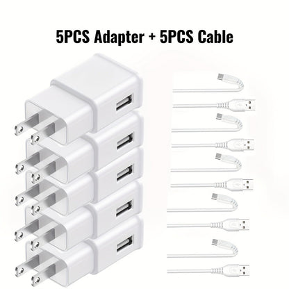 USB Wall Charger Compatible with Samsung Galaxy S25 S24 S23 S22 S21 S20 S10 S9 S8 S7 Note 10 - Adaptive 5V 2A Fast Charging