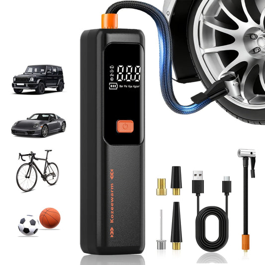 Cordless Tire Inflator Portable Air Compressor – USB-C Rechargeable, Digital Gauge, 3X Fast Inflation for Car Tires, Bikes