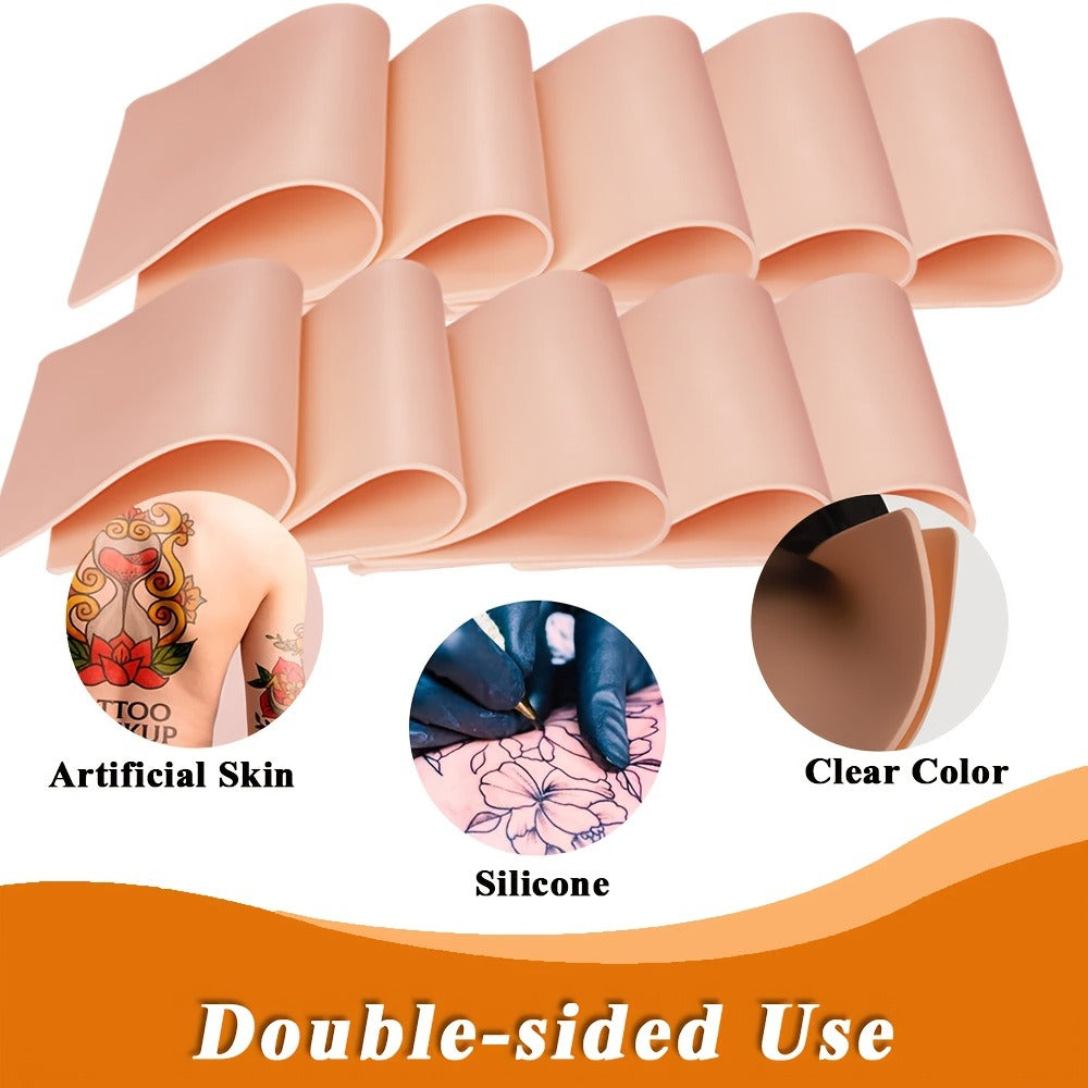 Silicone Tattoo Practice Skin 3mm Thick Double-Sided Fake Skin for Beginners & Professional Artists – Line Work Shading Outlining Eyebrow