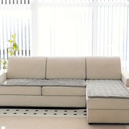 Sofa Cover Two-Piece Corduroy Jacquard Set with 28 x 59 and 28 x 83-Inch Panels in Four Colors