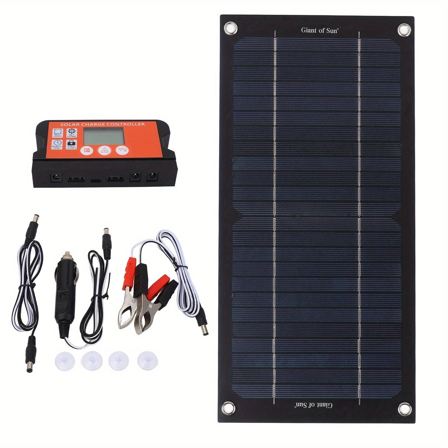 Monocrystalline Solar Panel Kit with 100A Controller – Off-Grid Charger for RV, Boat, Truck & Camping | Includes Cables