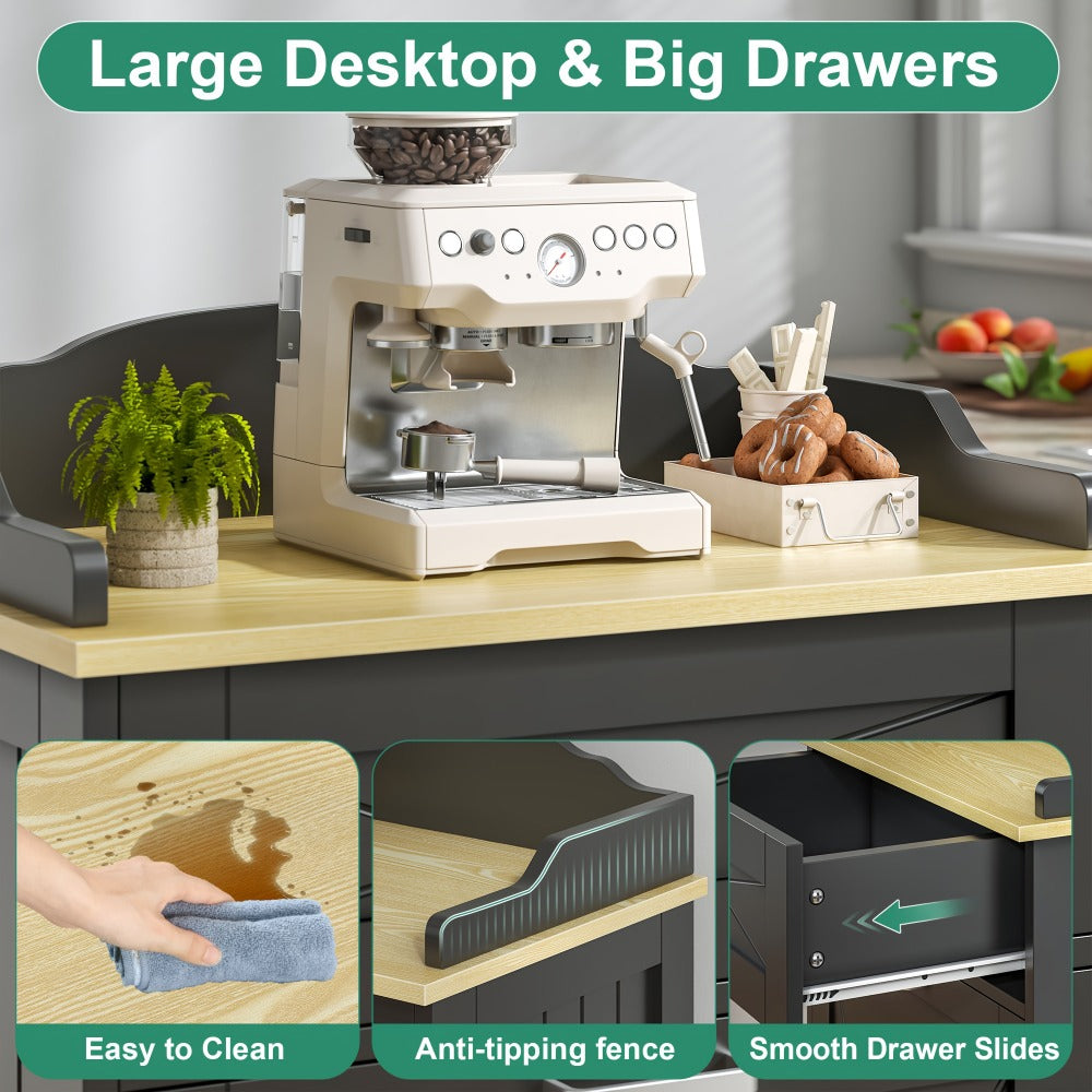 Storage Cabinet 12-Gallon Tilt-Out Trash Bin Enclosure with Top Drawer and Two Color Options