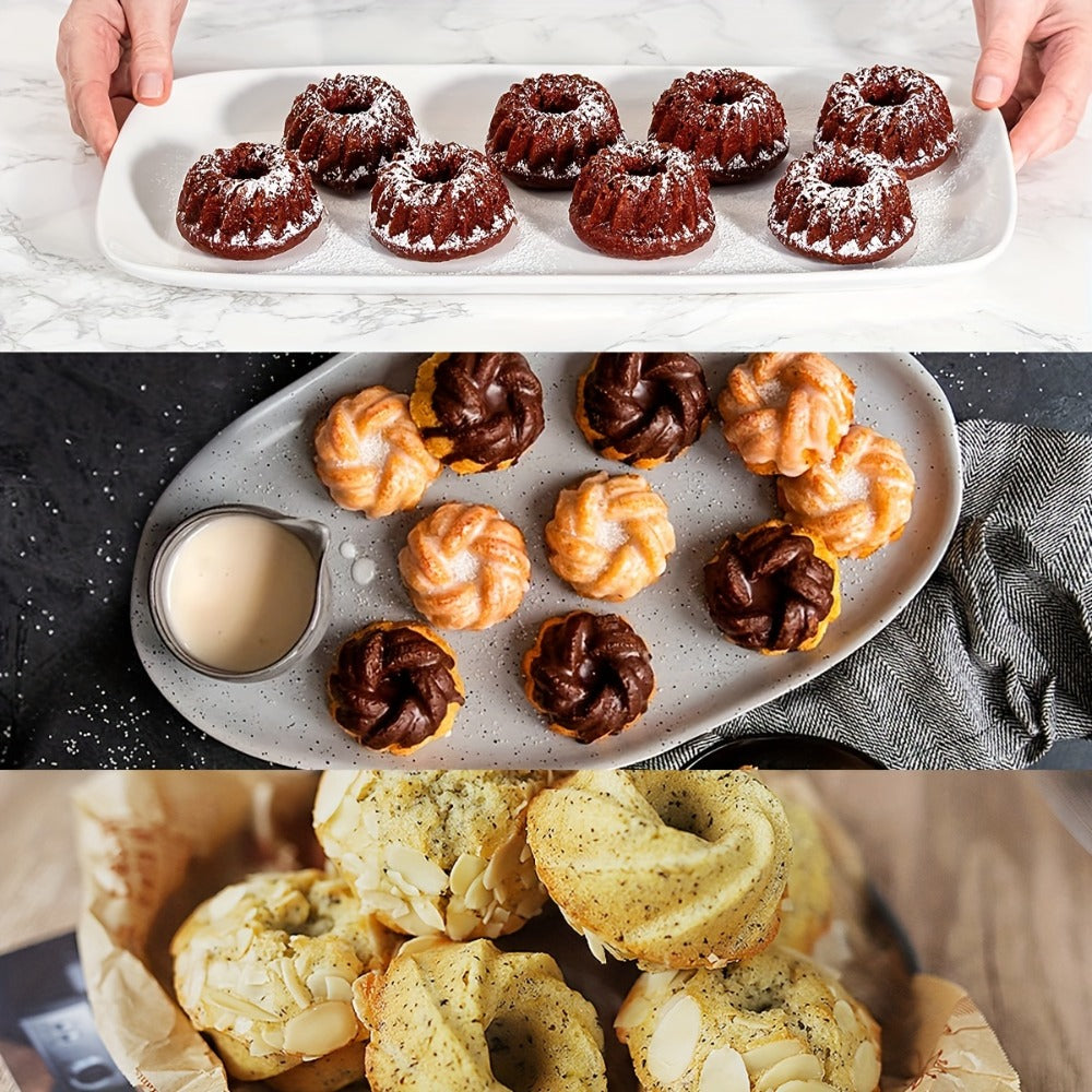 Silicone Donut Mold 48pcs, Nonstick Silicone Baking Cups with 4 Shapes (Thread, Woven, Pumpkin, Flower), Muffin Jello Bagel Pan