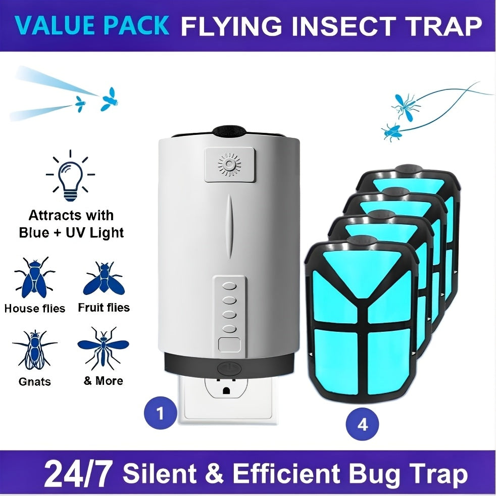 Mosquito Trap Indoor Electric Insect Catcher with Replacement Lure Refill Core for Home Bedroom Kitchen Fruit Fly Flying Bug Trap Device