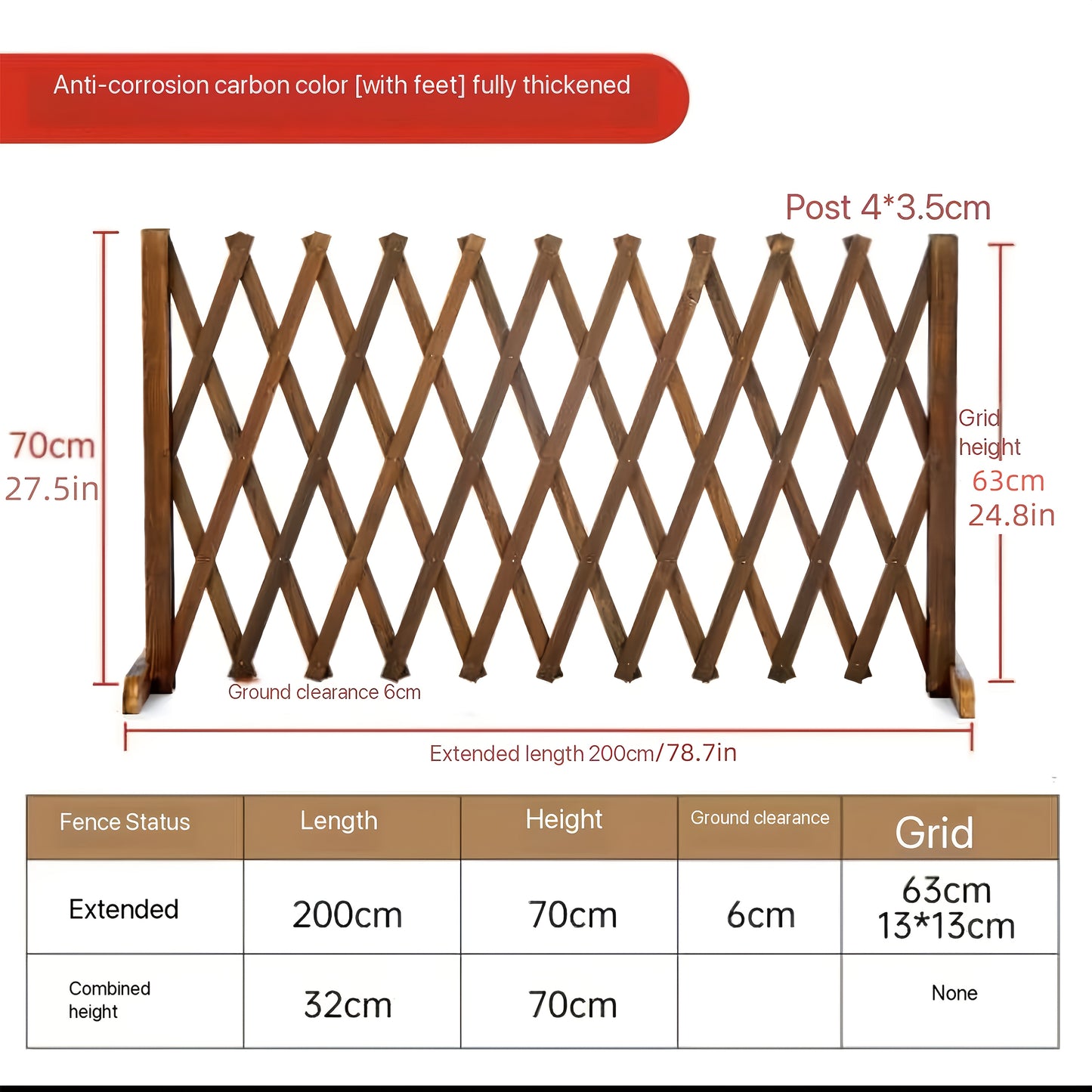 Expandable Wooden Pet Gate Fence Freestanding Retractable Indoor Outdoor Safety Barrier for Entryways, Bedrooms and Living Spaces