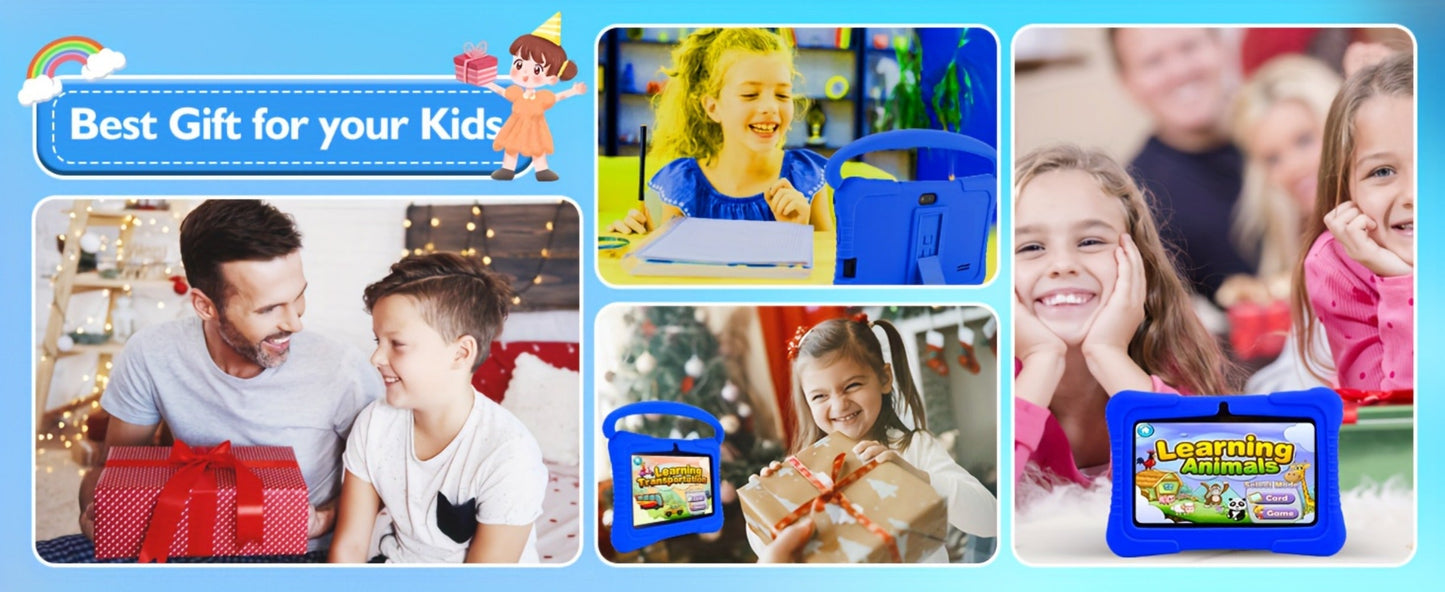 Kids Tablet 7 Inch with 2GB RAM, 16GB or 32GB Built-In Storage, 1TB Expansion Support and Silicone Case