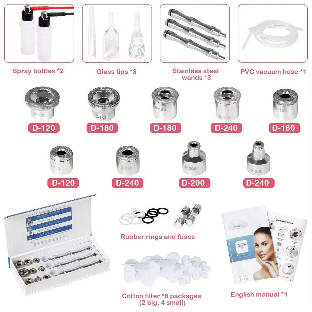 Microdermabrasion Machine Professional 3-in-1 Dermabrasion Vacuum Spray Facial Device for Bath Time, Home Spa and Personal Care