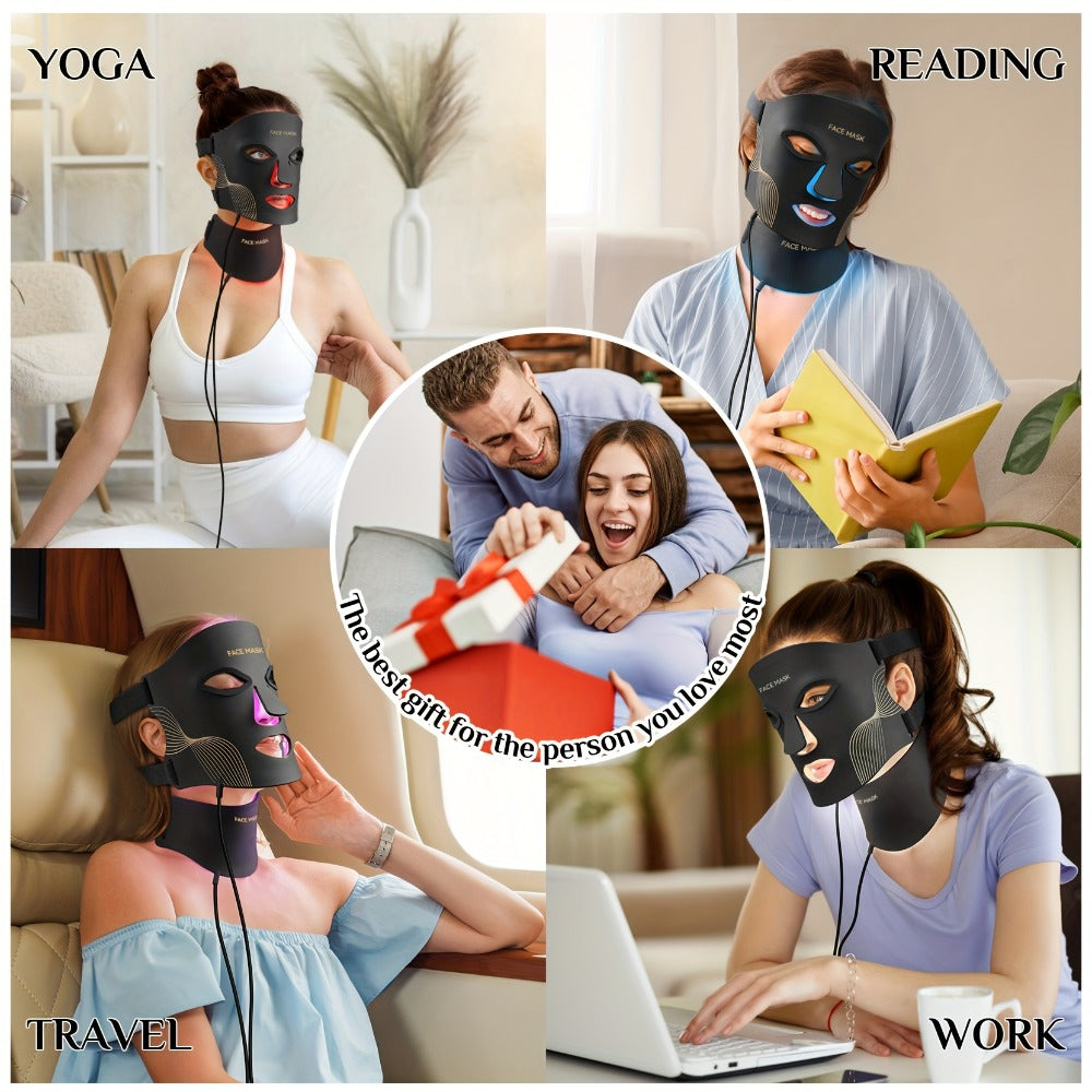 LED Light Therapy Face Mask 7 Color Red Light FDA Cleared Face and Neck Mask for Acne for Entryways, Bedrooms and Living Spaces