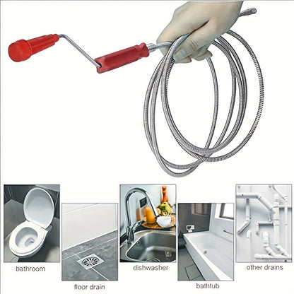 Drain Snake Pipe Cleaner, Flexible Drain Auger for Toilet, Sink, Shower & Sewer Clog Removal, Reusable Spring Wire Drain Unclogger