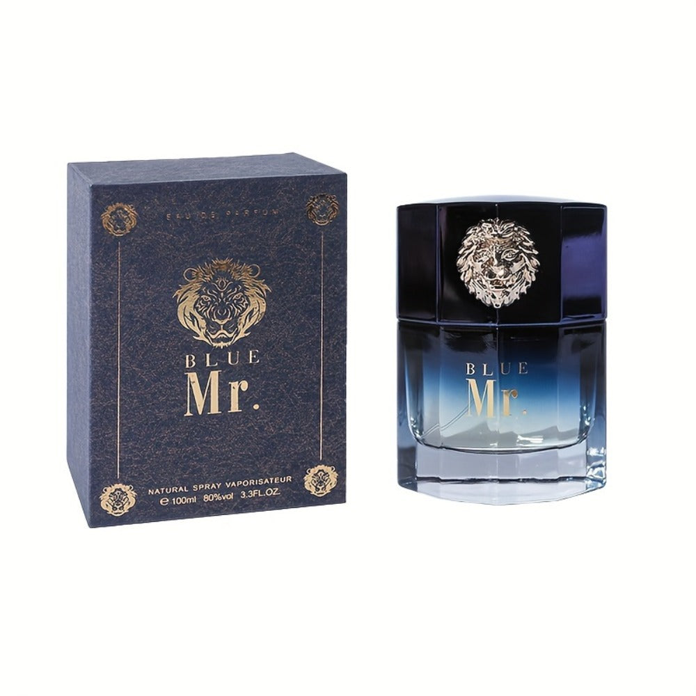 Men's Cologne Spray, Mr. Blue Lion Masculine EDT, Fresh Woody Scent for Sports Business Romance, Elegant Gift for Him