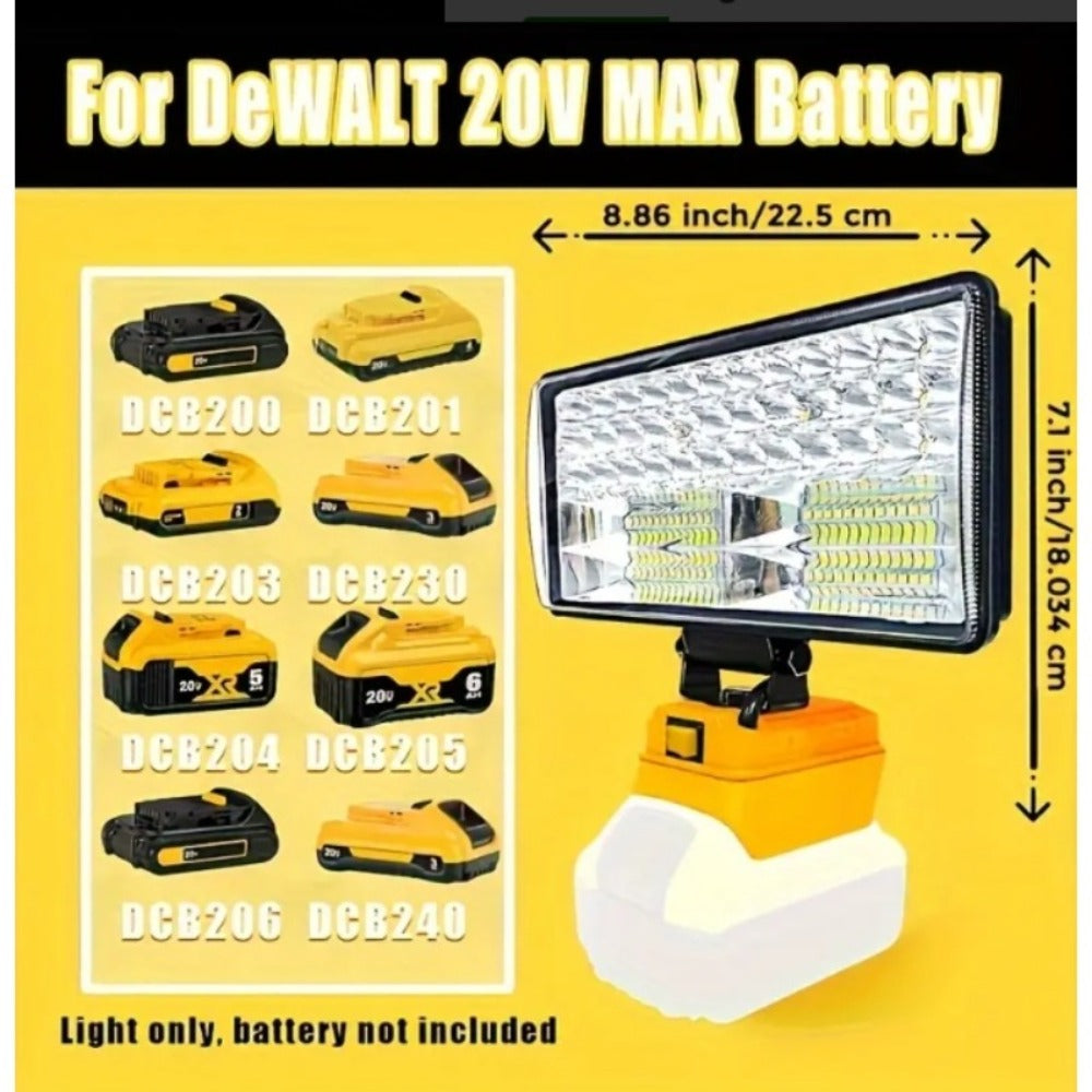 Cordless LED Work Light for DeWalt 20V Battery, 30W/90W 1800/5400 Lumen LED Floodlight, Battery Powered Work Light for Automotive