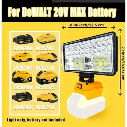 Cordless LED Work Light for DeWalt 20V Battery, 30W/90W 1800/5400 Lumen LED Floodlight, Battery Powered Work Light for Automotive