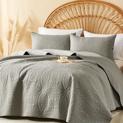 Quilt Set 2-3pcs – Lightweight Microfiber Bedspread Coin Pattern Coverlet All Seasons Twin Full Queen King Cal King