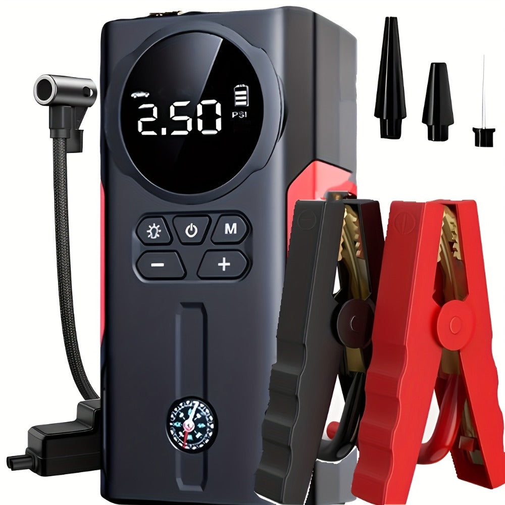 Portable Car Jump Starter 12V – Peak Power Battery Booster Pack for 8.0L Gas & Diesel Engines, USB Charging & LED Emergency Light