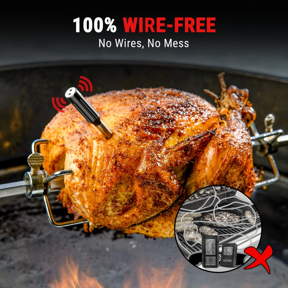 Wireless Meat Thermometer 500Ft Bluetooth, Dual Sensor Digital Food Thermometer for Oven, Grill, BBQ