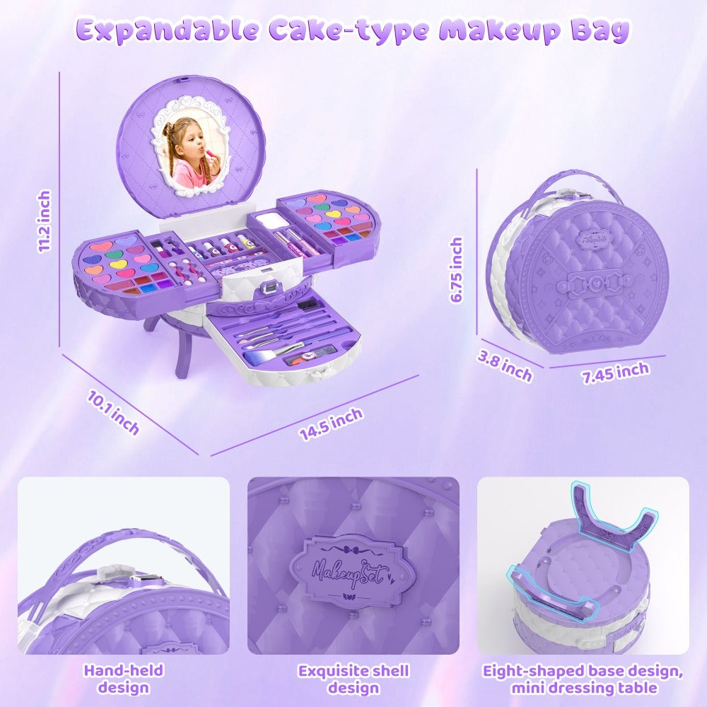 Girls Makeup Set with Dressing Table & Mirror - Princess Pretend Play Vanity Toy for Kids Ages 3-12
