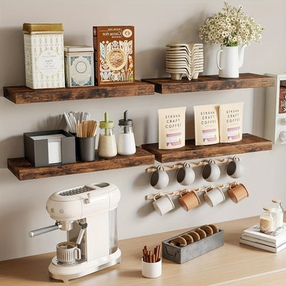 Floating Shelves for Wall 4pcs 15.8in – Wall Mounted Shelf with Invisible Bracket for Bathroom, Living Room, Bedroom, Kitchen